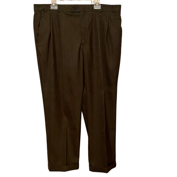 STAFFORD Classic Fit Dark Gray Men's Cuffed Dress Pants Slacks Size 42x30 - Picture 1 of 7